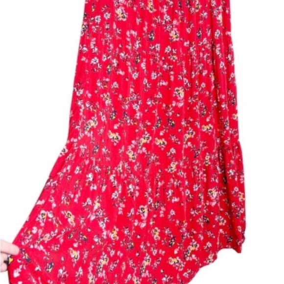 Beachlunchlounge Red Floral Midi Skirt Size Large - Picture 5 of 8